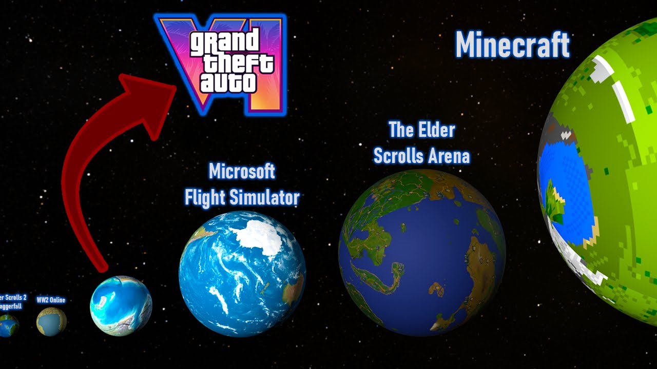 Video Game Maps Size Comparison 2025 | 3D PLANETS