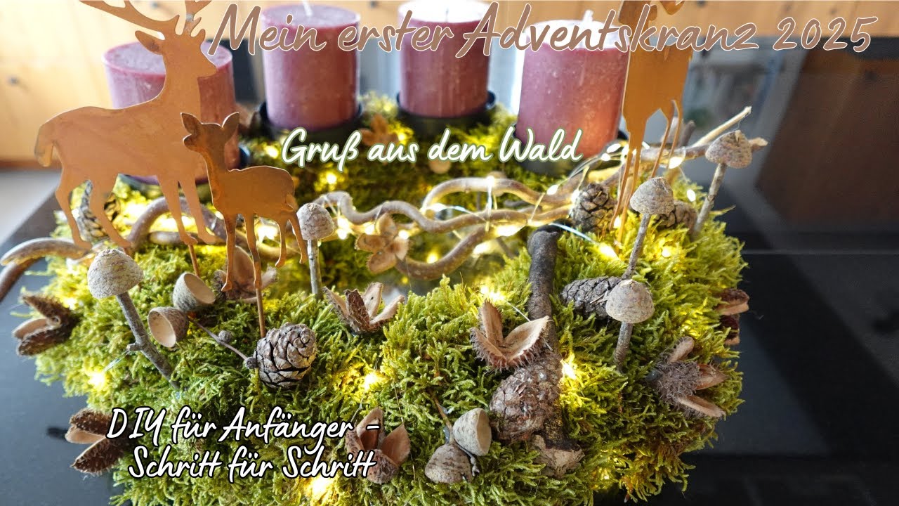DIY Adventskranz 2025 aus Moos – Natürliche Deko im Waldlook | Einfach & Schnell Selbermachen