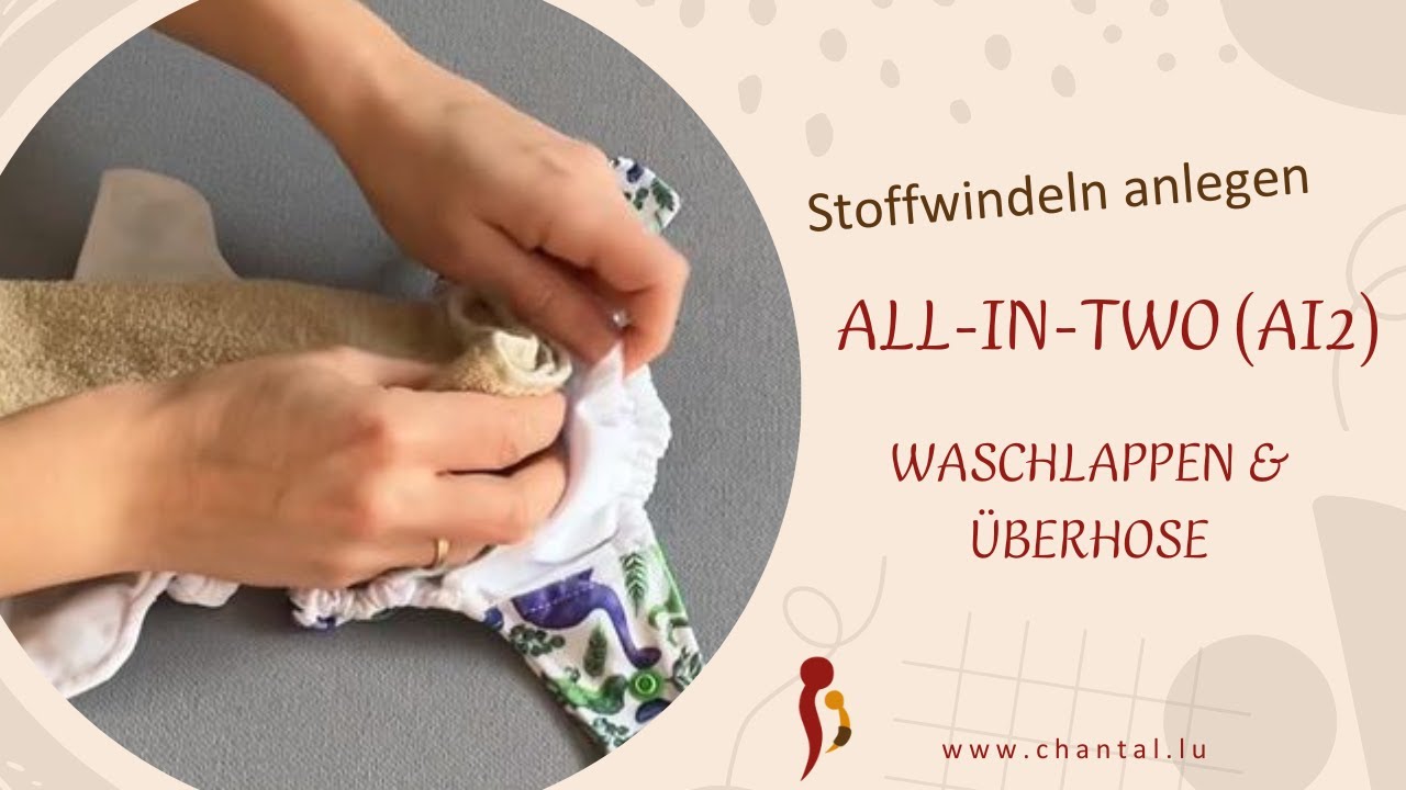 Anlegen einer All-in-two Stoffwindel (AI2) Waschlappen und Überhose
