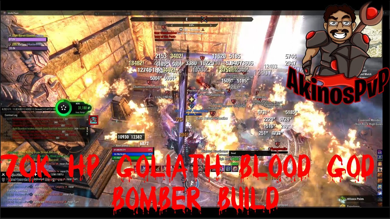 ESO: U45 PvP | 70k HP NECRO GOLIATH Blood God BOMBER Build sends the enemy back to spawn in PIECES!