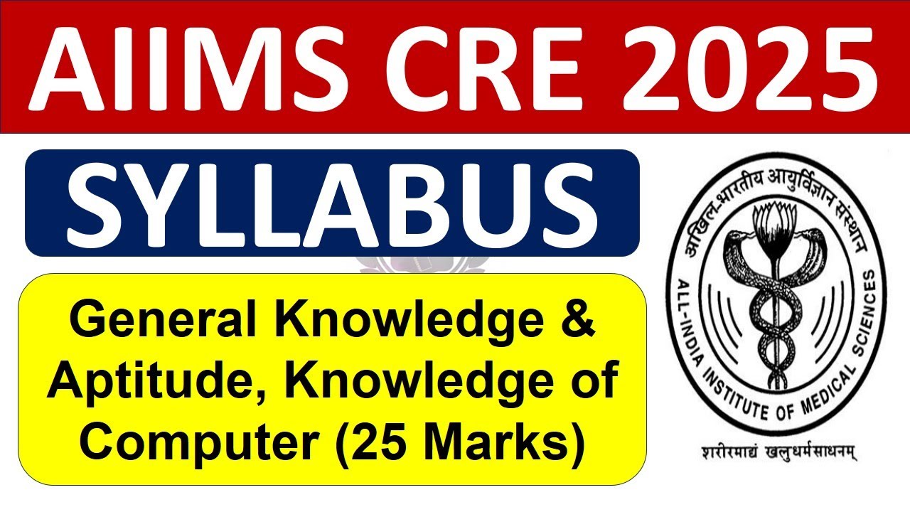 AIIMS CRE 2025 SYLLABUS  -  General Knowledge & Aptitude, Knowledge of Computer (25 Question)