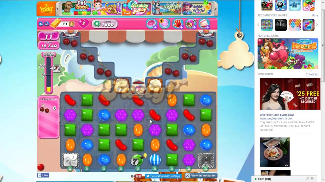 Candy Crush Level 1600 Hard Level (3 Stars) in 2 minutes