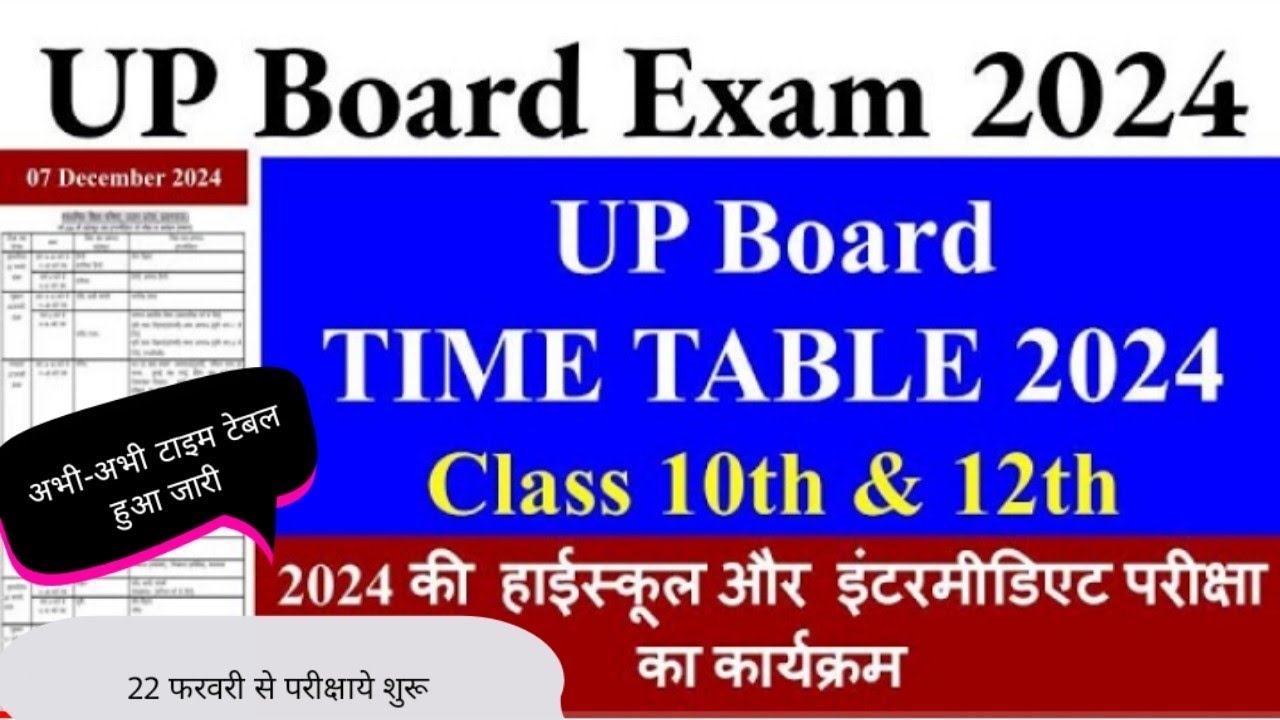 up board time table 2024 kaise download kare | up board exam date sheet 2024 | Class 10 &12 | Upmsp