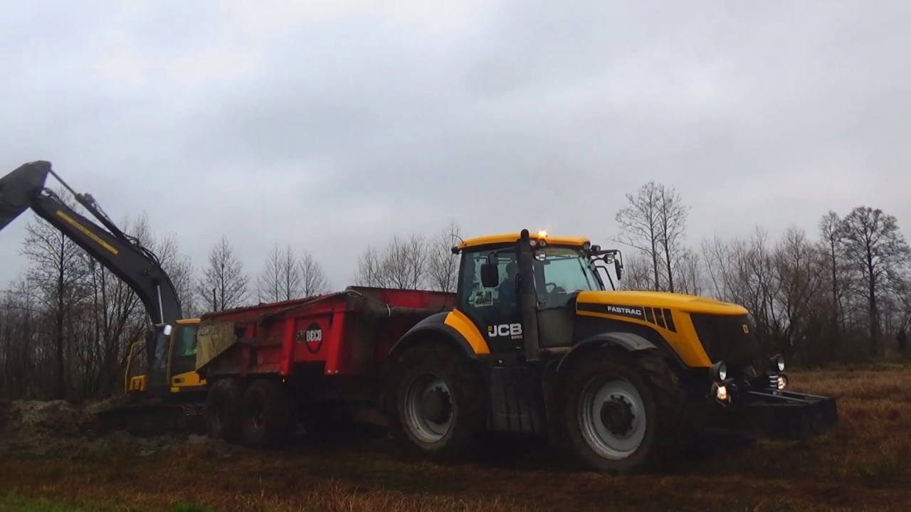 Kopanie stawu 2019/2xJCB Fastrac/ Volvo