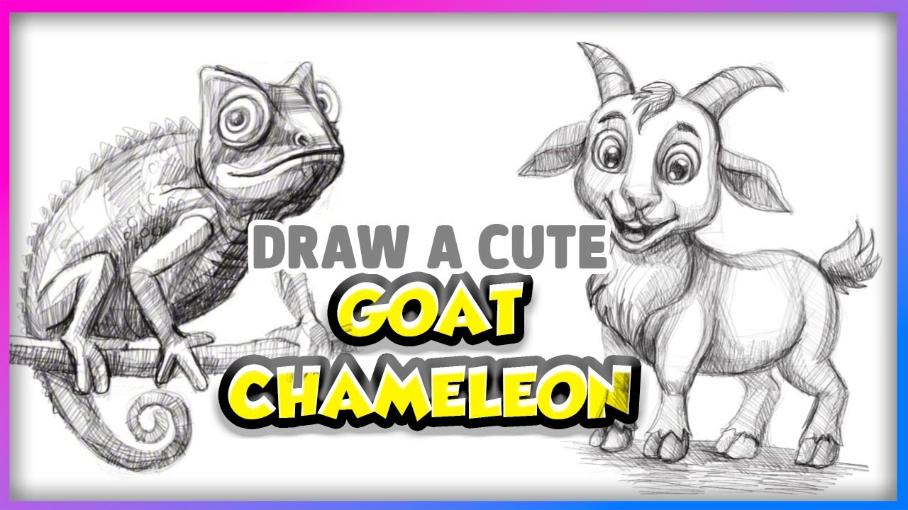 How to Draw a Cute Goat and Chameleon 🐐🦎 | Fun & Easy Animal Drawing for Kids and Beginners