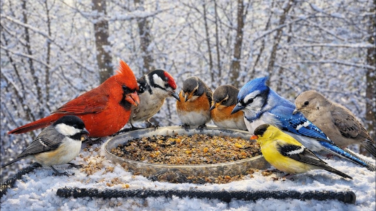 🔴 Snow Day Bird Feeder Cam 24/7 ❄️🐦