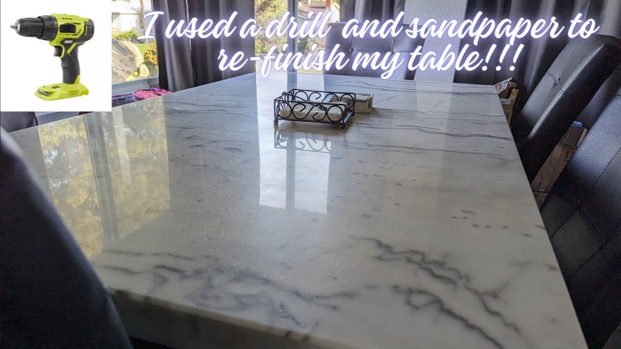 Polish Marble Table Top with Sandpaper and a Drill
