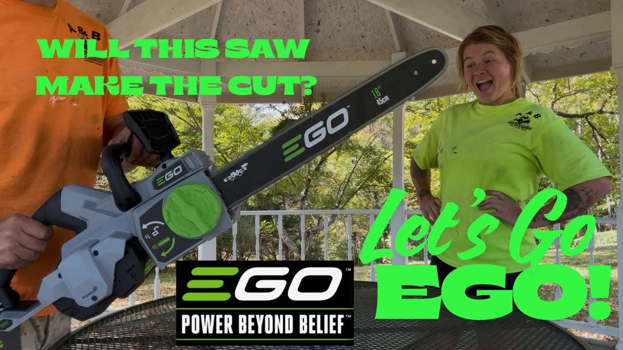 Справляется ли бензопила EGO с задачей? #ego #электро #уходзагазоном #ландшафтный дизайн #обрезка...