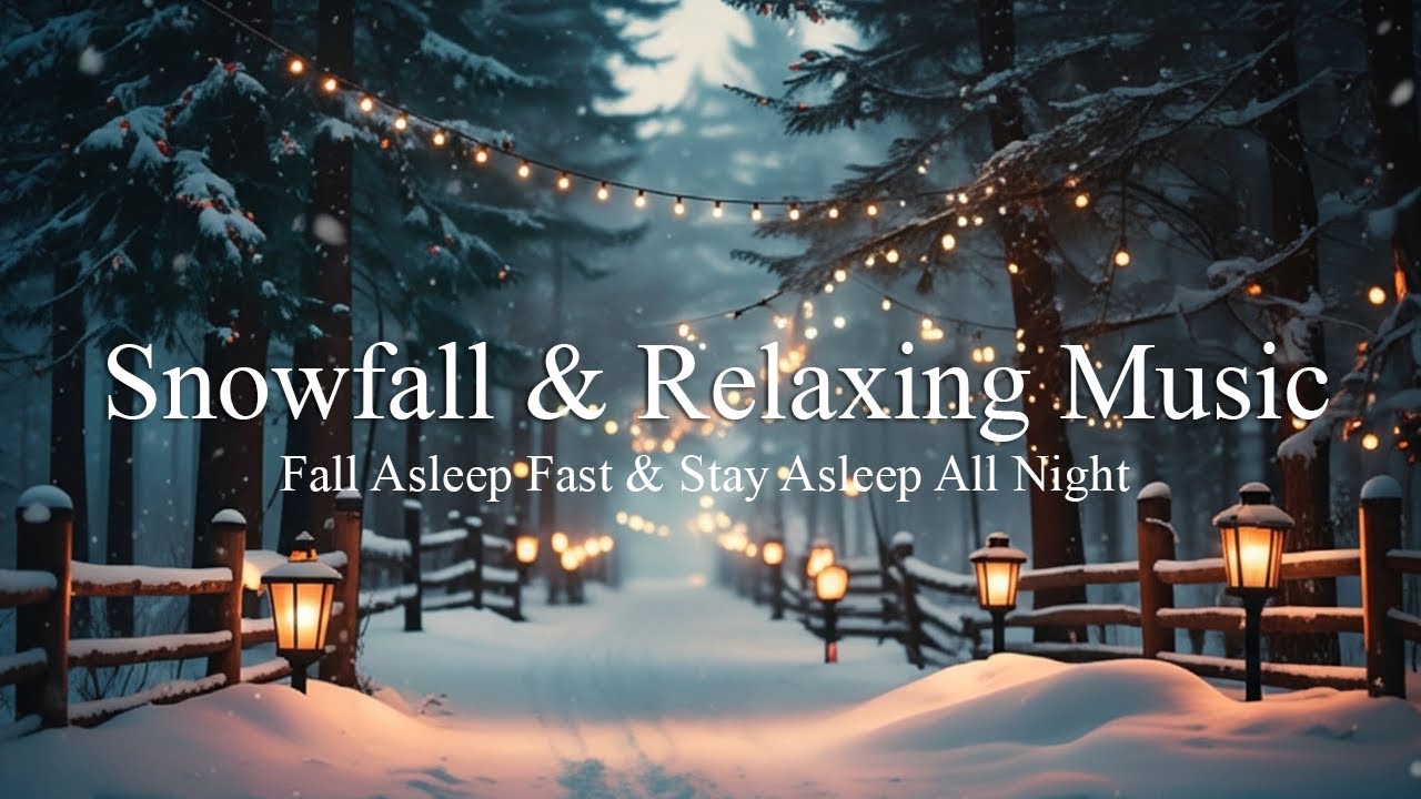 Snow Drifts Down with Gentle Piano Music, Bringing a Calm and Magical Feeling for Deep Sleep