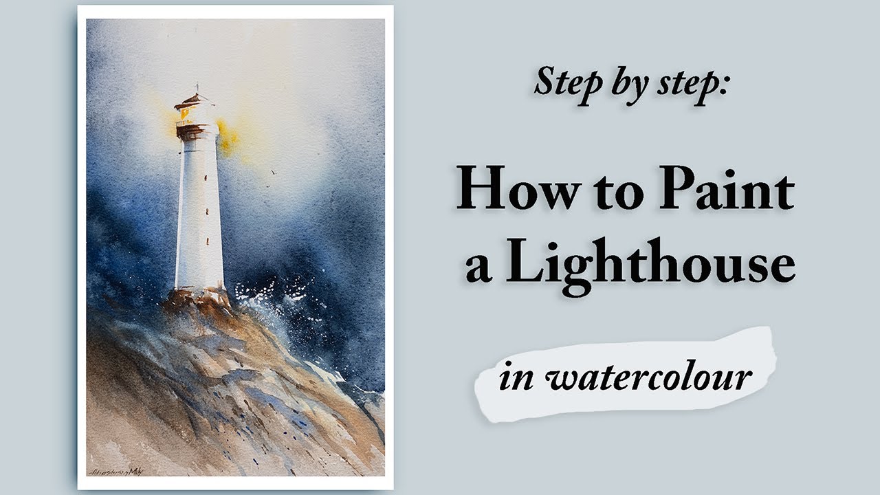 How to Paint a Lighthouse in Watercolour | Dramatic Light | Loose Painting Style
