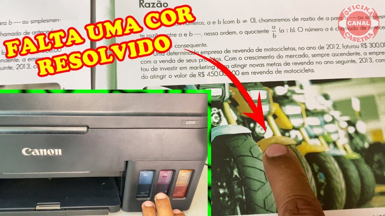 IMPRESSORA CANON G4110 APÓS 2 ANOS DE USO, FALTANDO UMA COR NA IMPRESSÃO