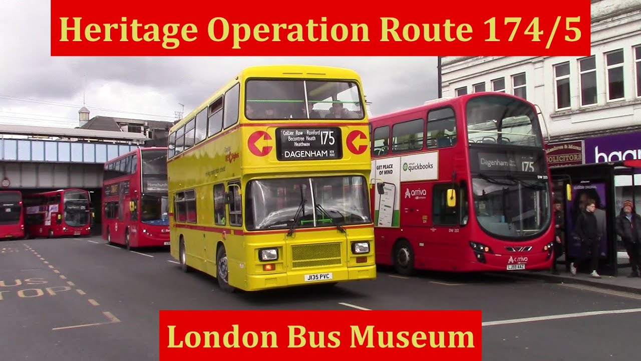 London Bus Museum Heritage Operation on Route 174 and 175 Dagenham-North Romford