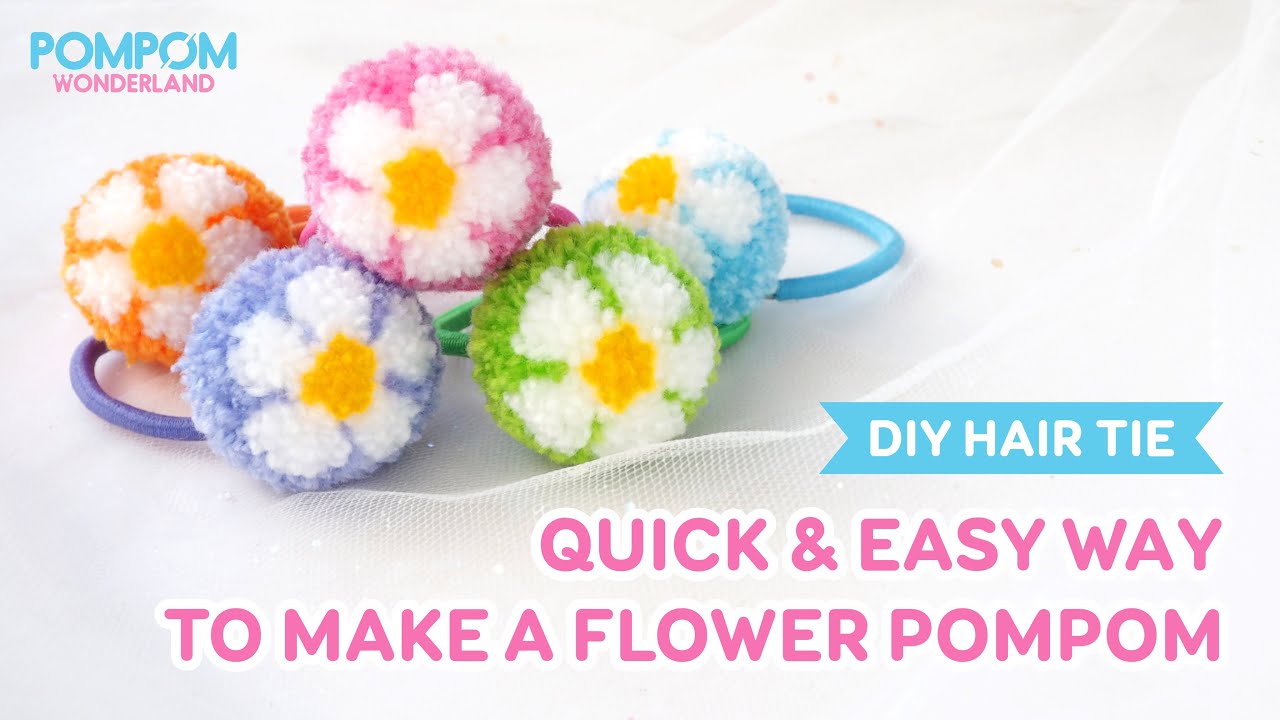 DIY Tutorial - Quick & Easy Way to Make a Flower Pompom - Hướng dẫn làm cột tóc pompom bông hoa