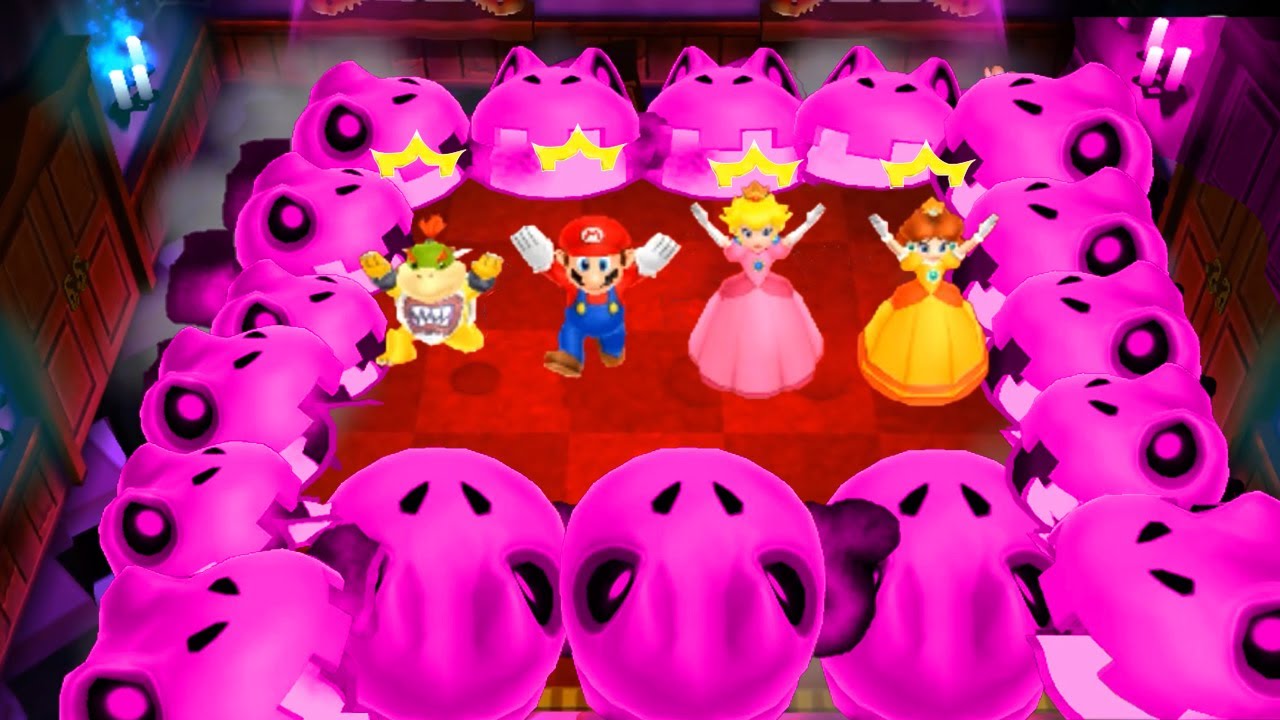 Mario Party Island Tour Minigames -  Bowser Jr Vs Mario Vs Peach Vs Daisy (Master CPU)