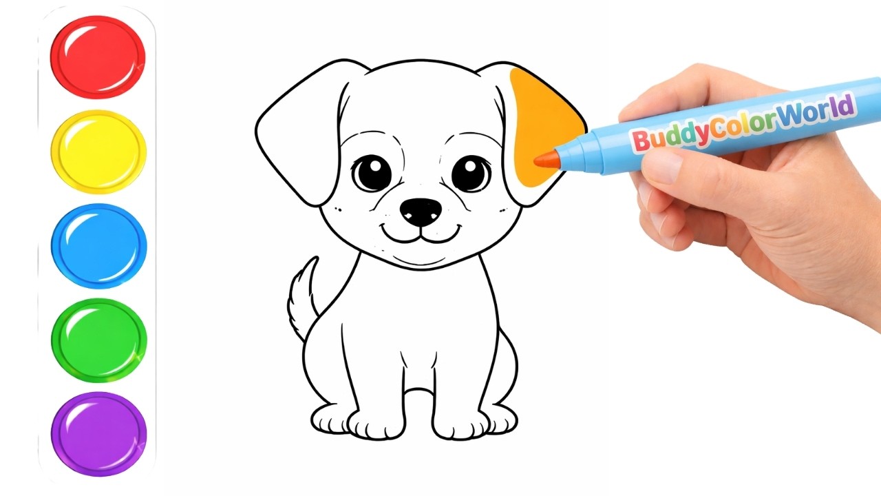 How to Color a Cute Puppy 🐶 | Coloring for Kids