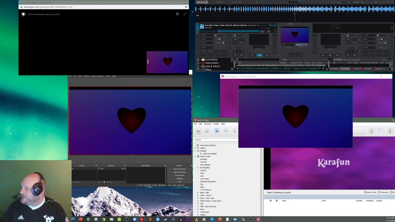 DJ, Play Music, and Karaoke on Facebook Rooms with Virtual Audio Cables, Virtual DJ, OBS and KaraFUN