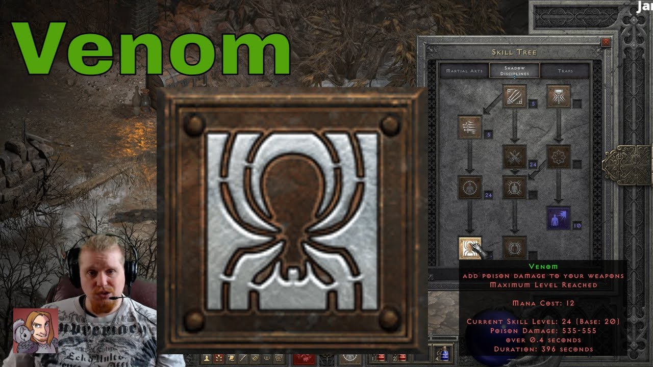 D2R Skills & Abilities - Venom (Assassin Shadow Skills)
