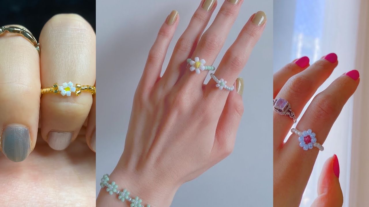 EKLEM YÜZÜĞÜ NASIL YAPILIR? YÜZÜK YAPIMI Simple beads ring making tutorial | papatya yüzük