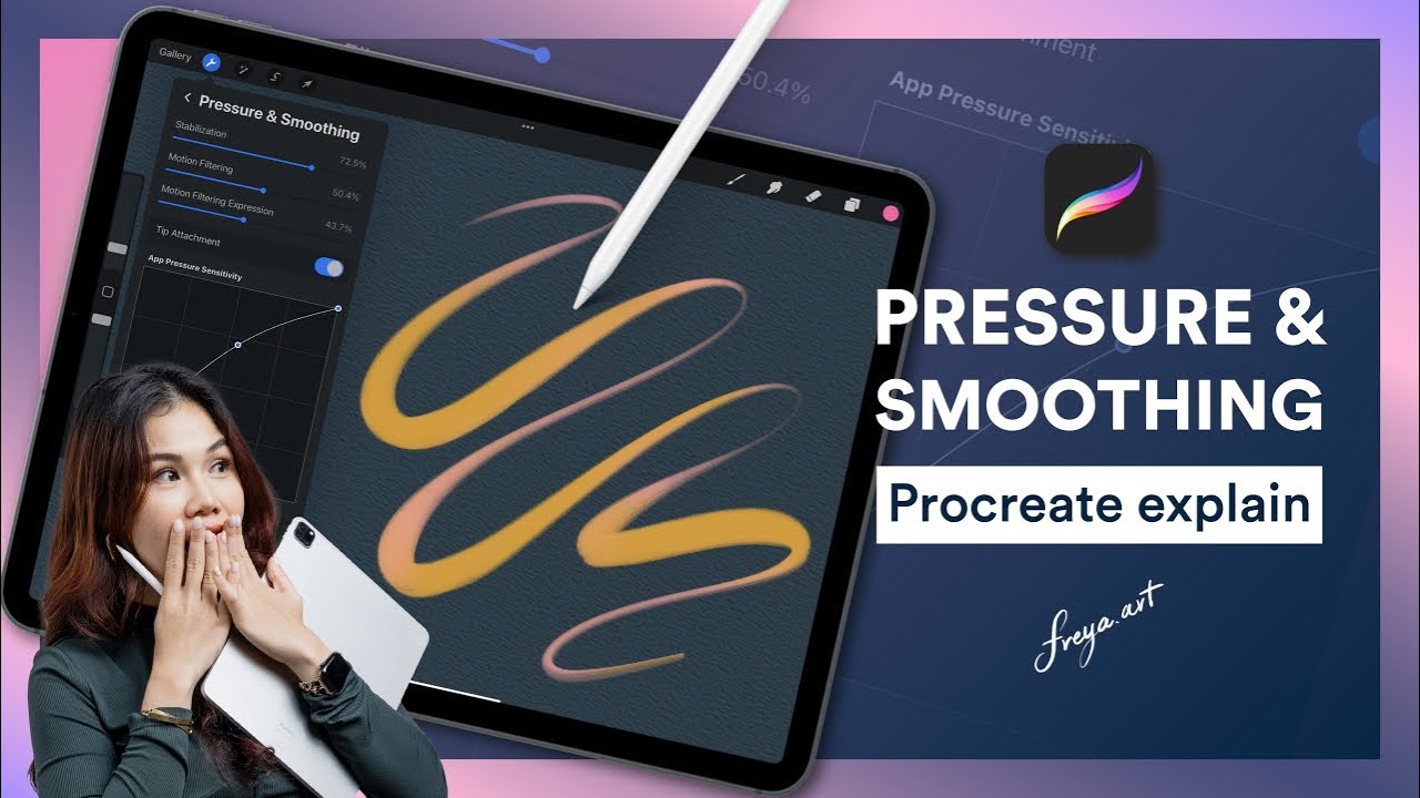 Сделайте линии более плавными в Procreate с помощью нажима и сглаживания! 🚀