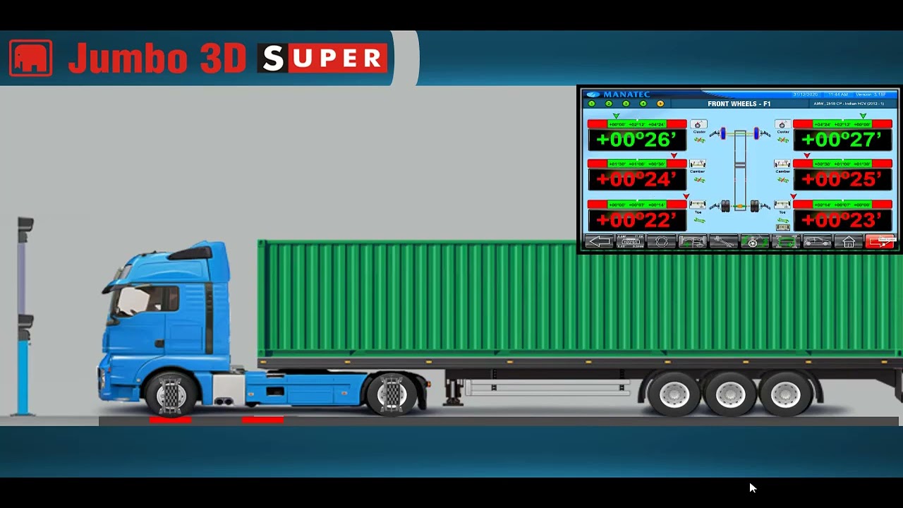 Jumbo-3D Truck & Trailer Wheel Alignment | Step-by-Step Procedure | Manatec Alignment System