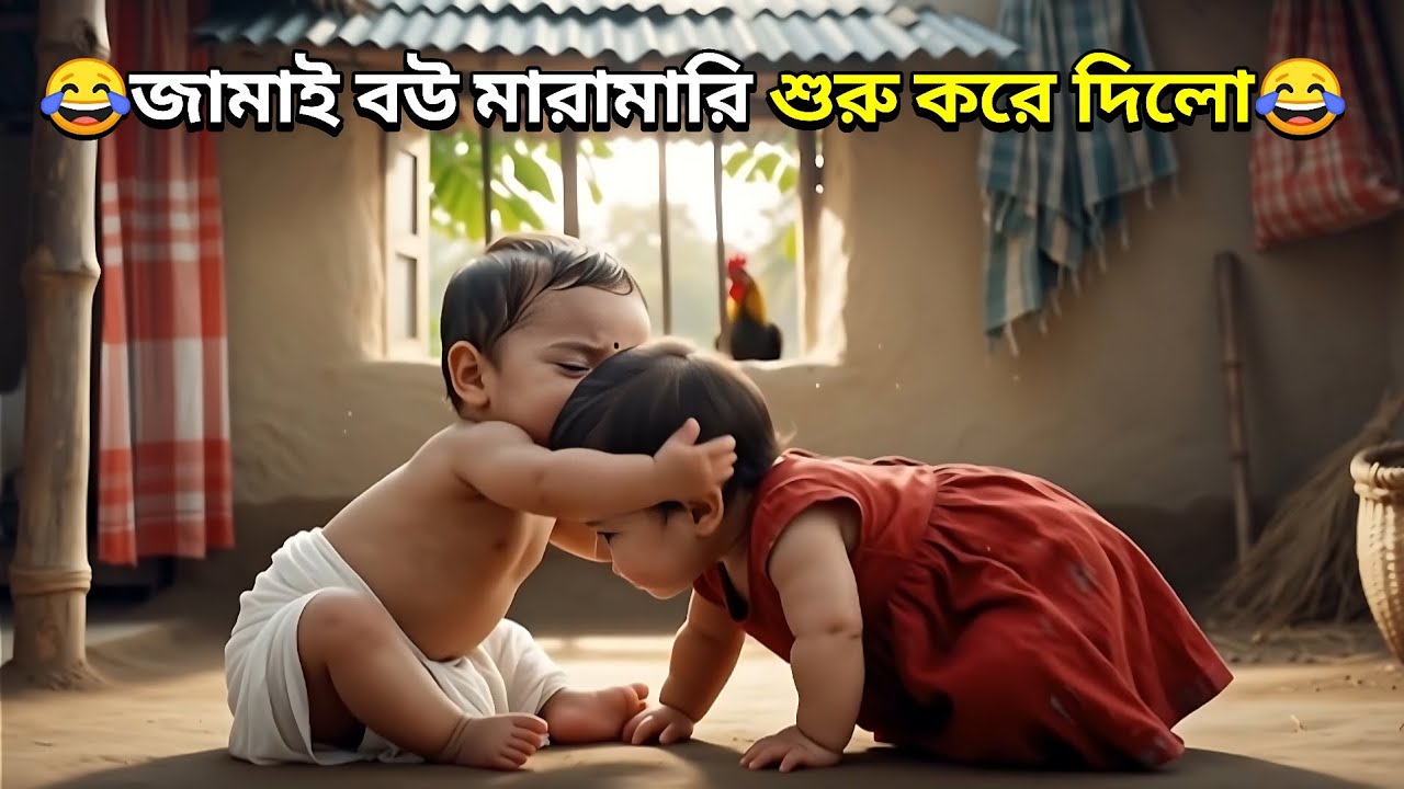 সংসার সামলাতে না পেরে জামাই বউ মারামারি শুরু করে দিলো 😂 | Ai baby funny video 