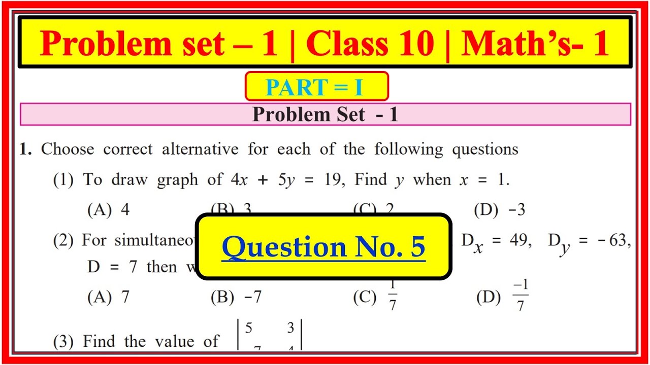 Problem Set 1 Class 10th maths 1 | Chapter 1 Linear equations in two variable| Question No.5 | std10
