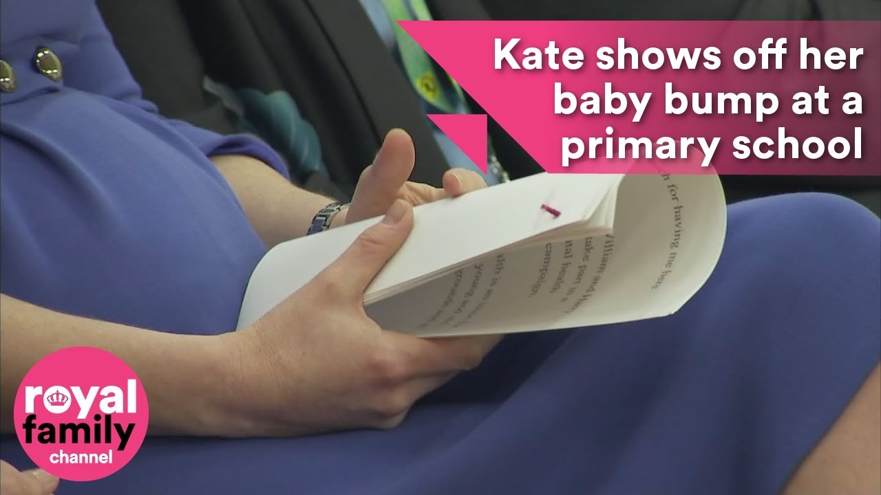 Kate shows off her baby bump at a primary school