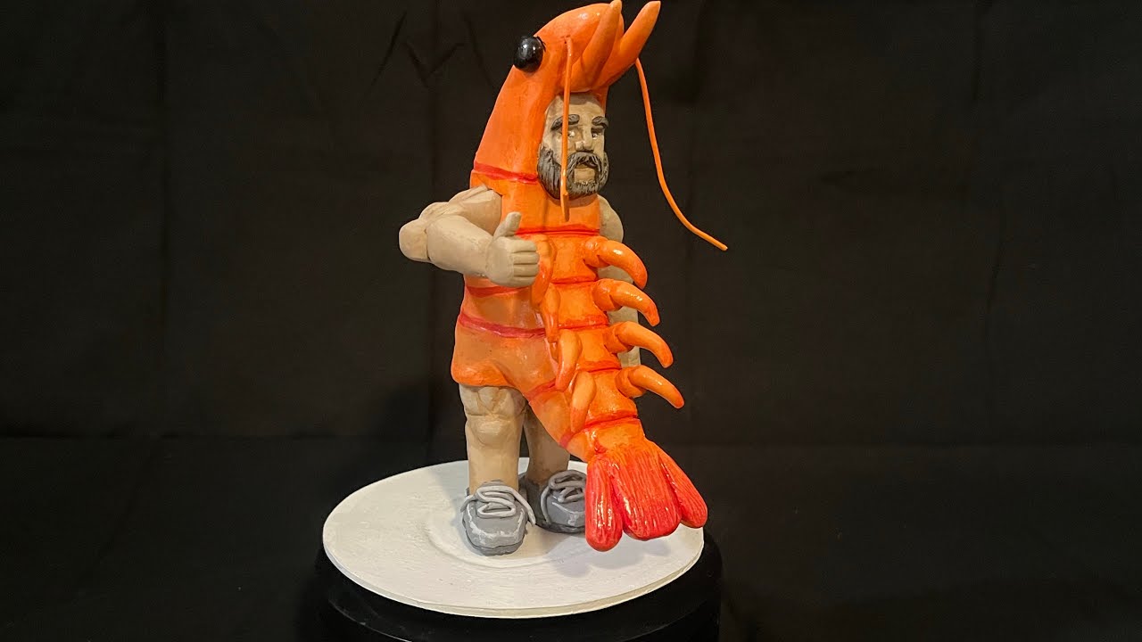 I made a man in a realistic shrimp costume