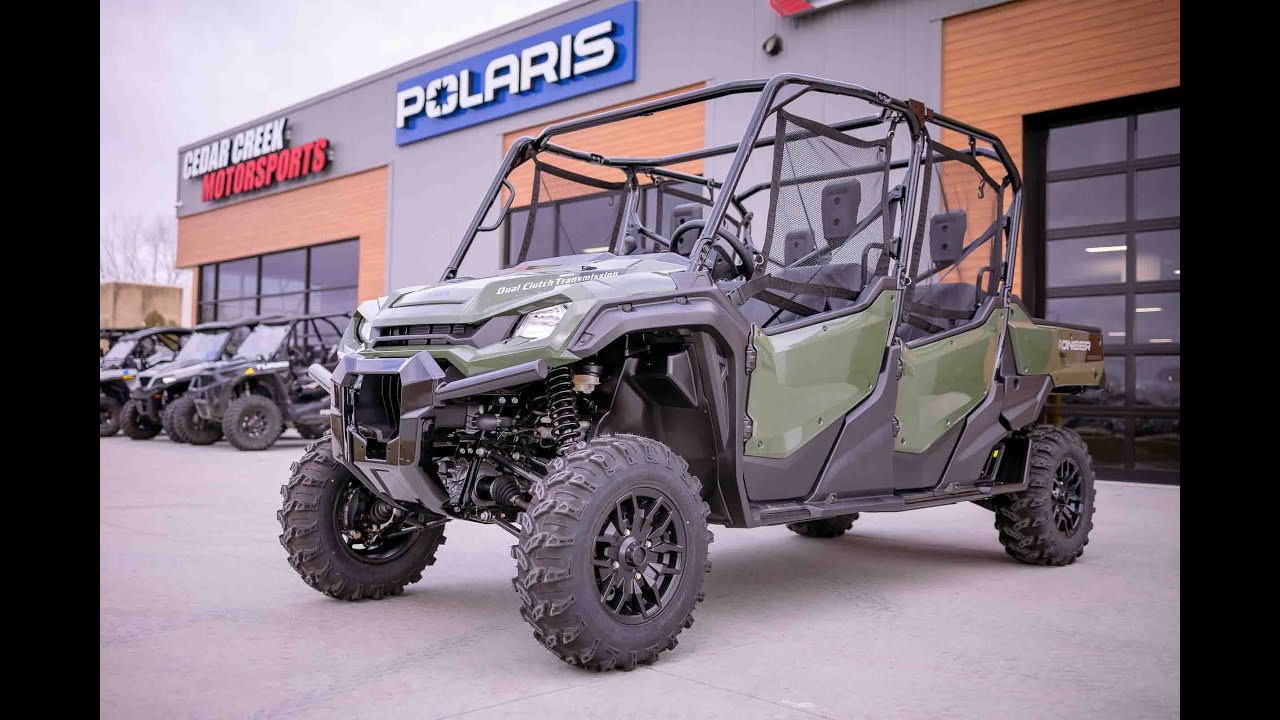 2023 Honda® Pioneer 1000-6 Deluxe Crew in Olive Green Walkaround