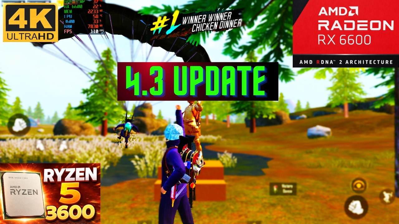 Ryzen 5 3600 + Rx 6600 | Gameloop 64bit (64 beta)  | Pubg 4.3 Update | Fps test and Benchmarks