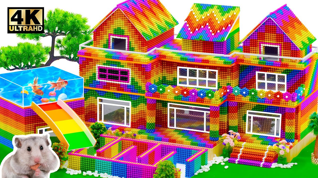 How To Build Villa With Infinity Pool And Labyrinth For Hamsters From 90000 LEGO, Magnetic Balls