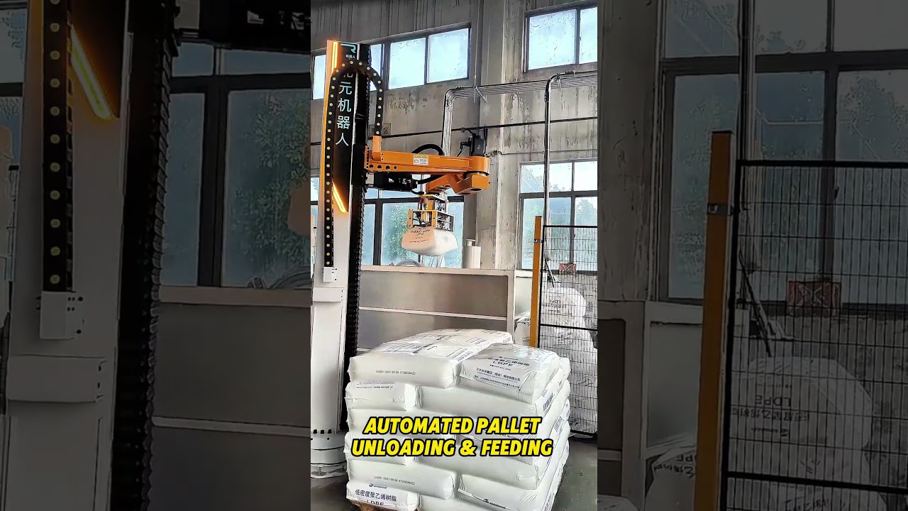Automated Pallet Unloading & Feeding 😎#depalletizing #automation #palletizer #robotics #depalletizer