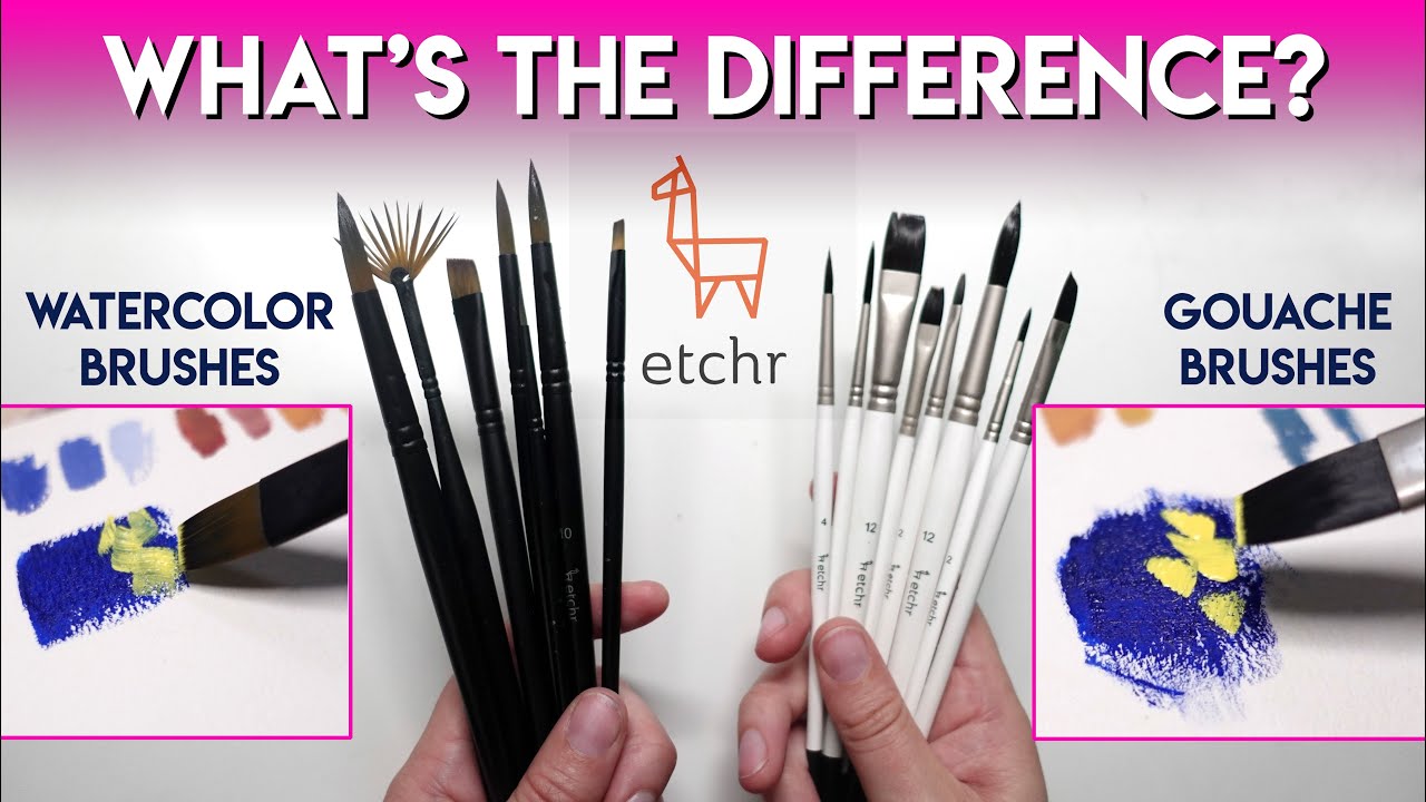 Etchr's Watercolor vs. Gouache Brush Sets ✶ Demo and direct comparisons