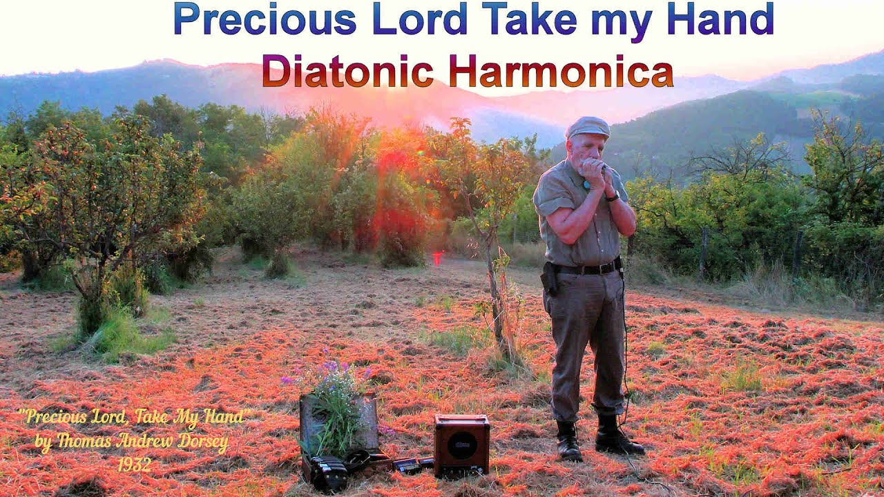 N*150 Worship song Precious Lord Take my Hand played in the magic moment of Sunrise with  Harmonica