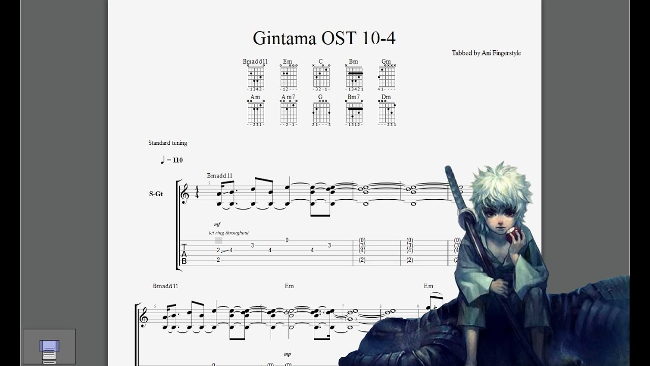 Gintama OST (The More Precious the Burden ... More Difficult It Is to Shoulder It) Fingerstyle【TAB】