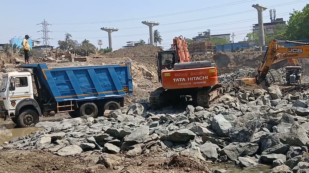 Dumper loading video #Poklen #jcb#tata hitachi#machineloading#extravaitor #machine#jcbvala#kartoon