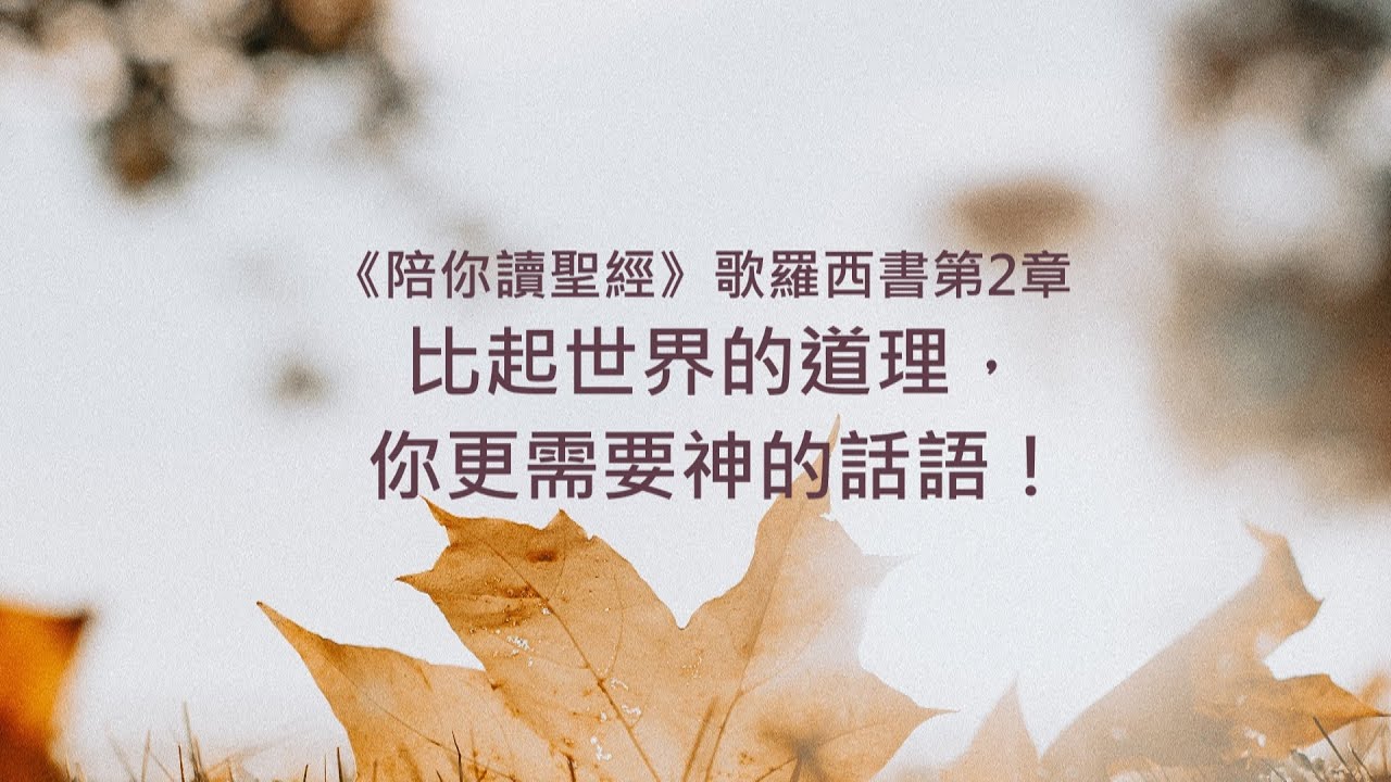 歌羅西書2章/陪你讀聖經《比起世界的道理，你更需要神的話語！》