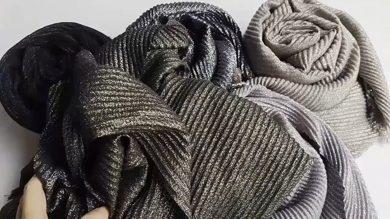 Crinkled Linen Cotton Scarf Gold Silver Solid Color Big Size Shawl Head Wrap with Tassel