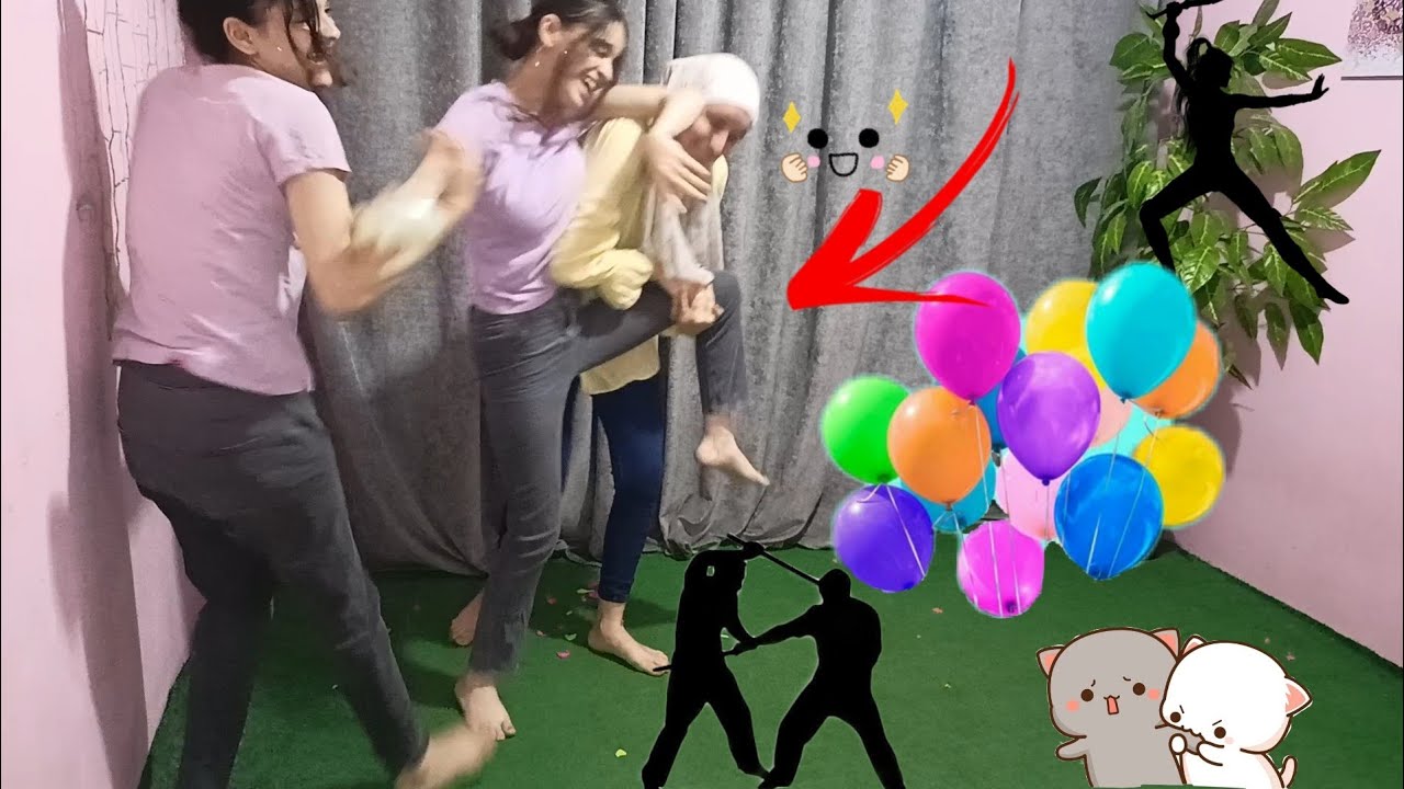 تحدي البلالين 🎈 ضحك السنين شوفوا اي اللي حصل!!