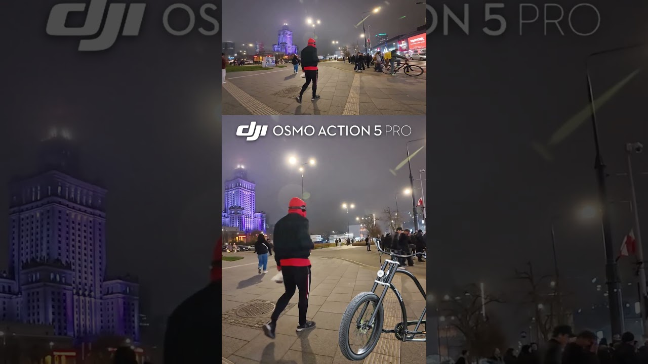 Warszawa nocą Zobacz jak wygląda w Nocy | DJI Osmo Action 5 Pro #short