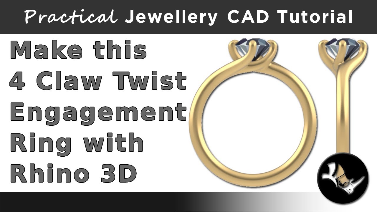 4 Claw/Prong Twist Engagement Ring - 1ct Diamond Solitaire -  Beginners Rhino Jewellery Cad Tutorial