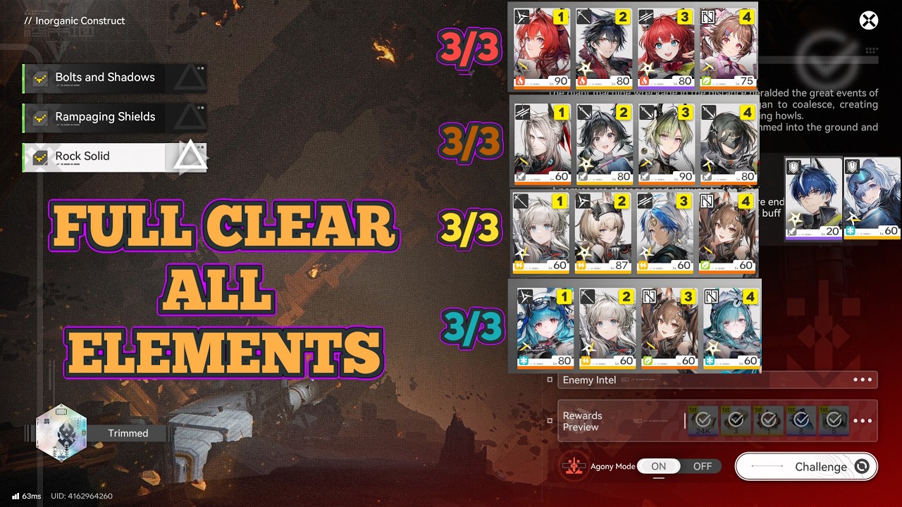 EACH ELEMENTS FULL CLEAR 3/3 NEW Inorganic Construct Umbral Monument - AGONY