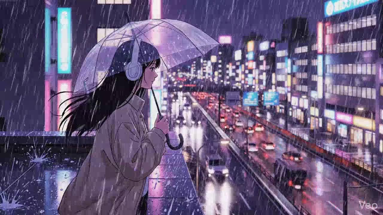 Japanese Neon City Rain 🌧️ Lofi Chillhop for Study & Focus