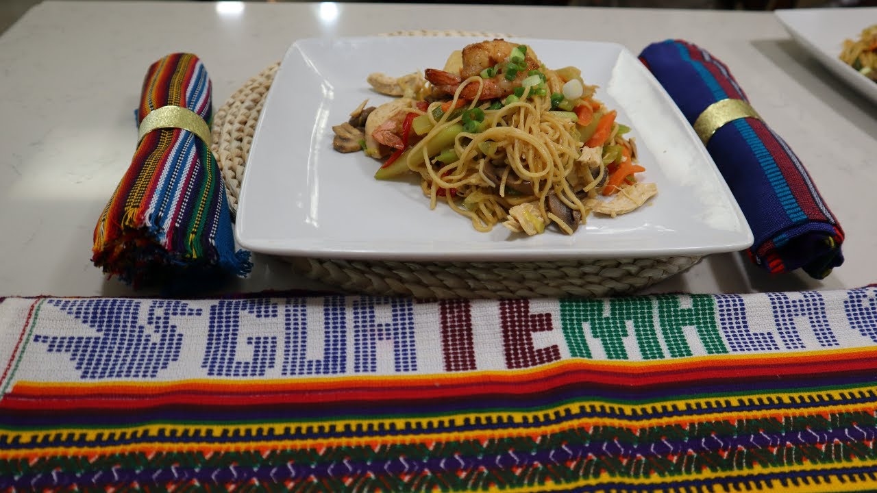 Receta, Chao Mein de pollo y camarones de Guatemala.