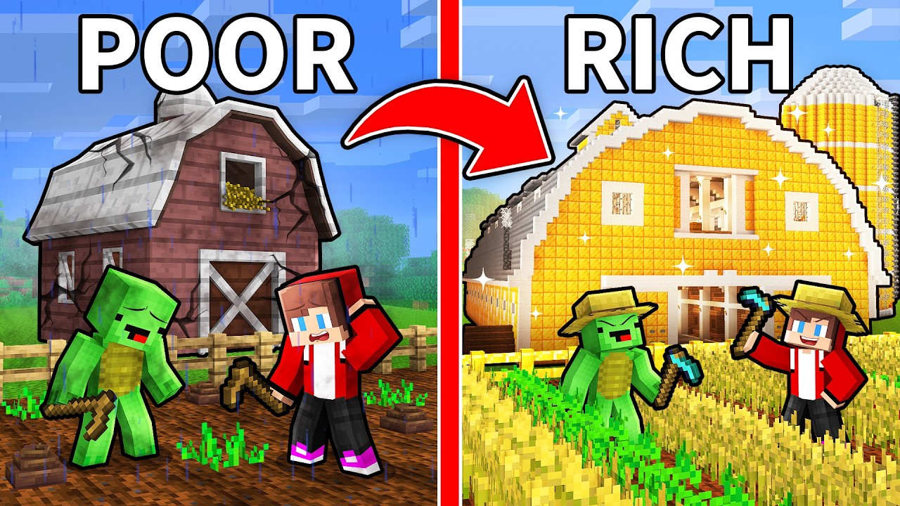 Джей-Джей и Майки: От бедности к богатству: ферма в Minecraft - Maizen