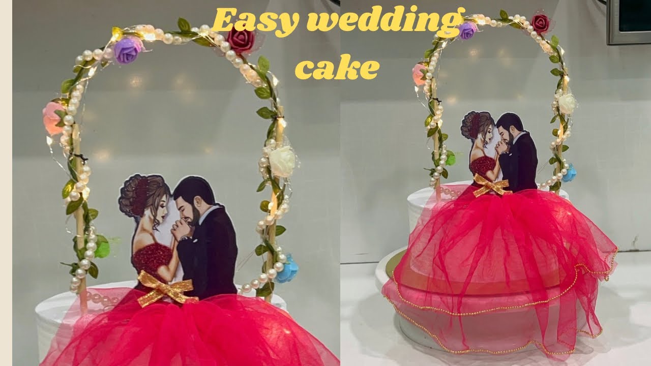 Easy wedding cake with DIY topper l how to make designer cake & toppers at home? #viral #trending