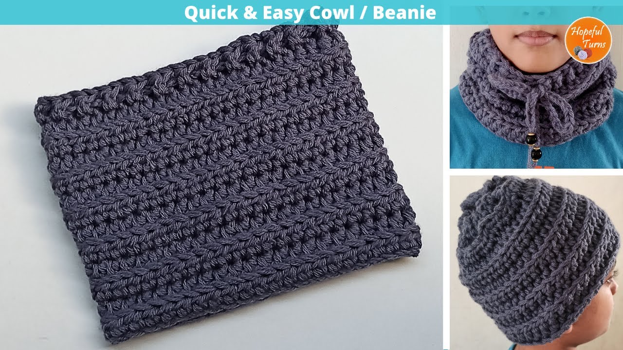 Easy Crochet Cowl Neck warmer or Beanie Hat in 1 Hour ( 2 in 1 Pattern ) | Crochet for Beginners