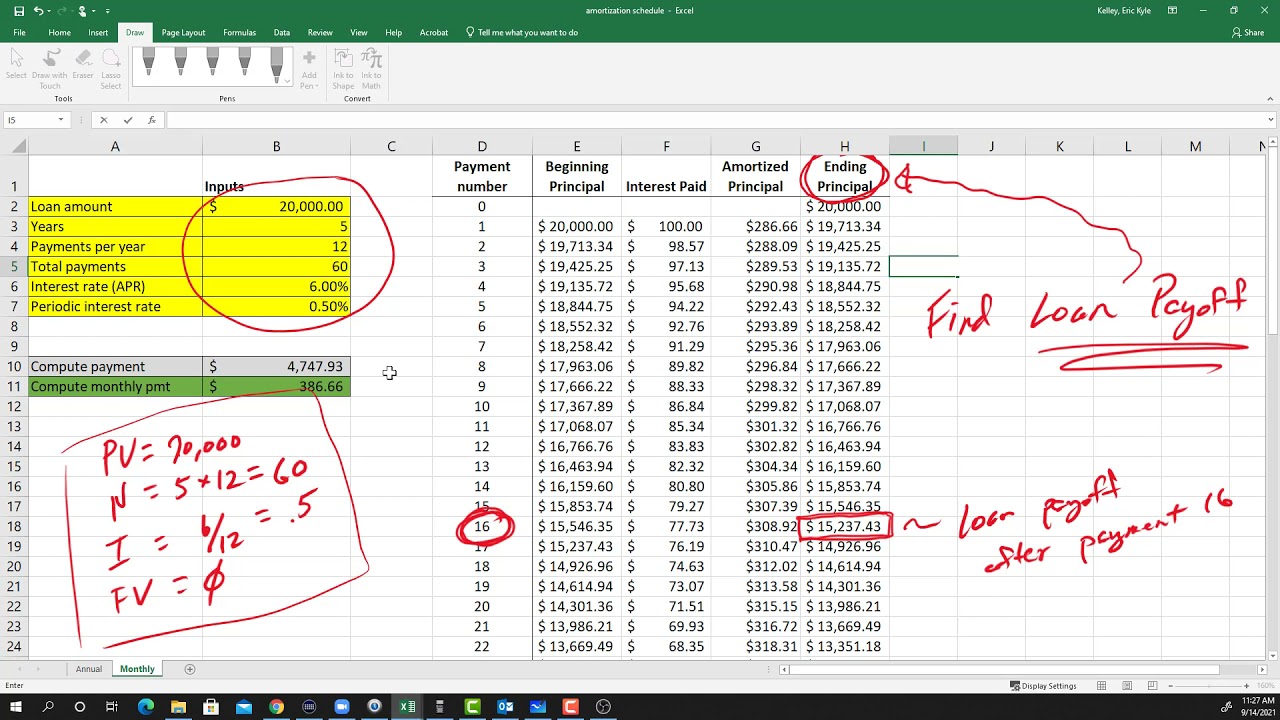 How to compute a loan payoff