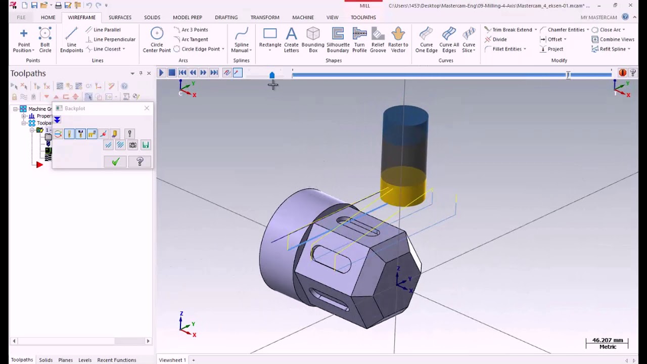 Mastercam Milling: 4-осевое вращение, 2D и 3D траектории инструмента.