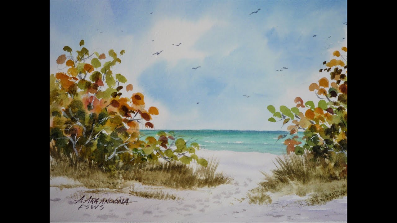 Watercolor Tutorial  SEA GRAPE  BEACH